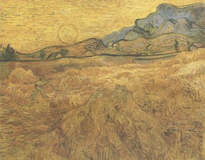 Vincent Van Gogh Wheat Field wtih Reaper and Sun (nn04)